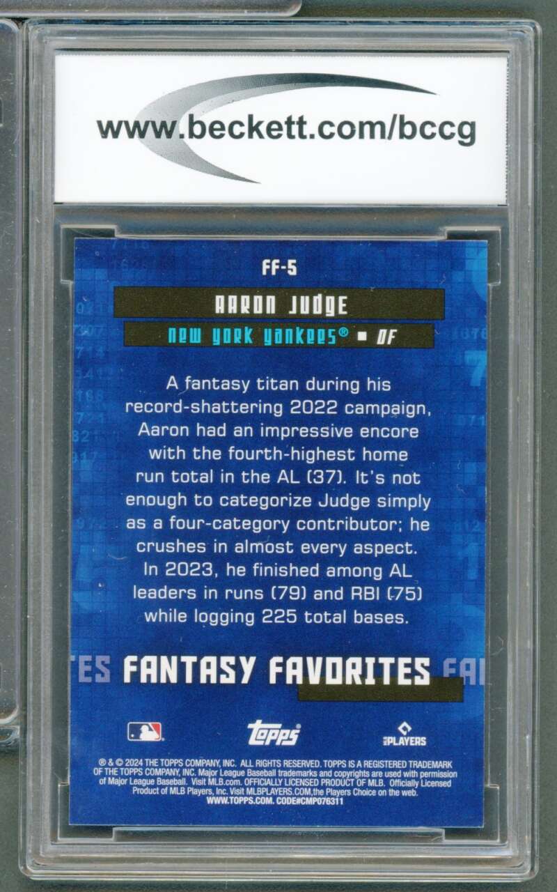 Aaron Judge Card 2024 Topps Fantasy Favorites #FF5 BGS BCCG 10 Image 2
