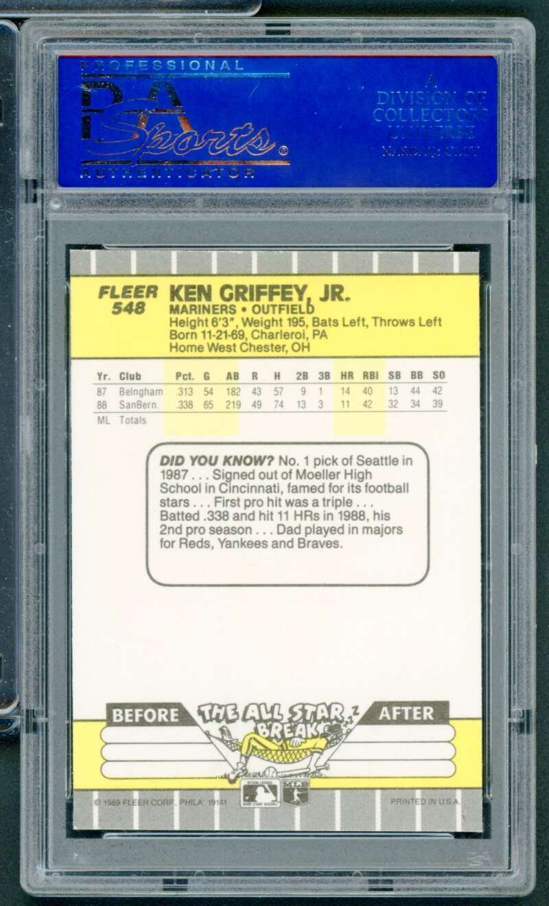 Ken Griffey Jr. Rookie Card 1989 Fleer #548 PSA 7 Image 2