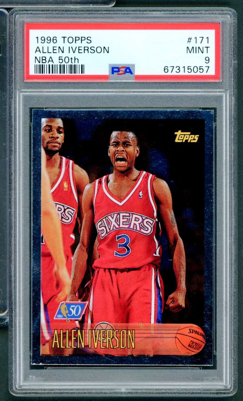 Allen Iverson Rookie Card 1996-97 Topps NBA 50th #171 PSA 9 Image 1