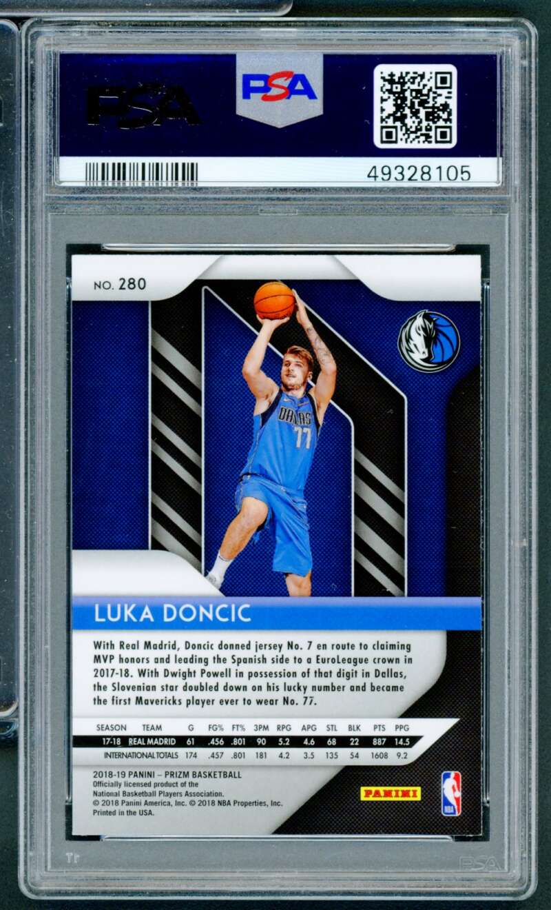 Luka Doncic Rookie Card 2018-19 Panini Prizm #280 PSA 9 Image 2