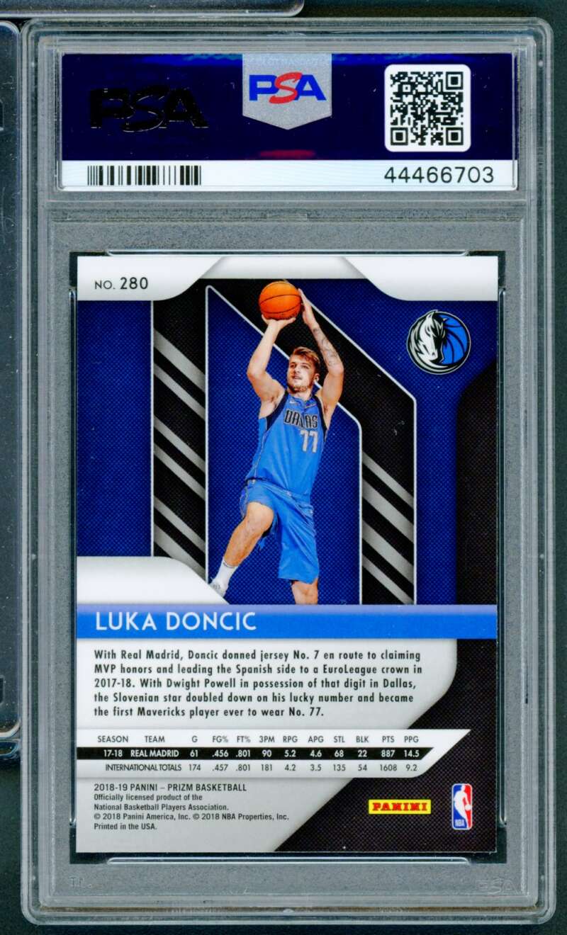 Luka Doncic Rookie Card 2018-19 Panini Prizm #280 PSA 9 Image 2