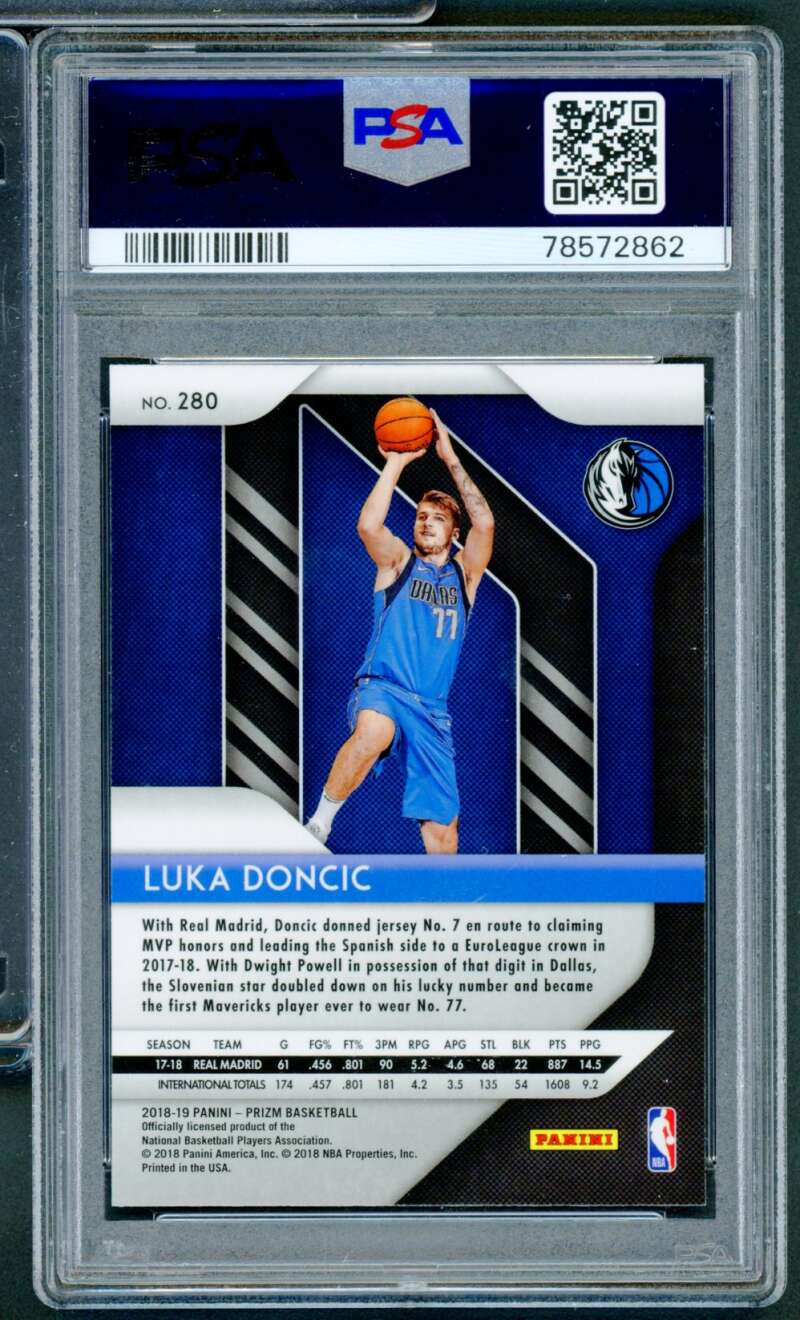 Luka Doncic Rookie Card 2018-19 Panini Prizm #280 PSA 10 Image 2