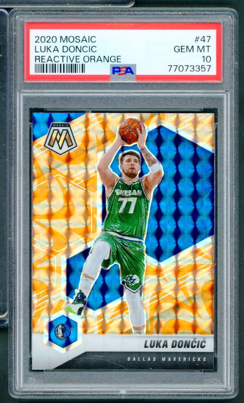 Luka Doncic Card 2020-21 Mosaic Reactive Orange #47 PSA 10 Image 1