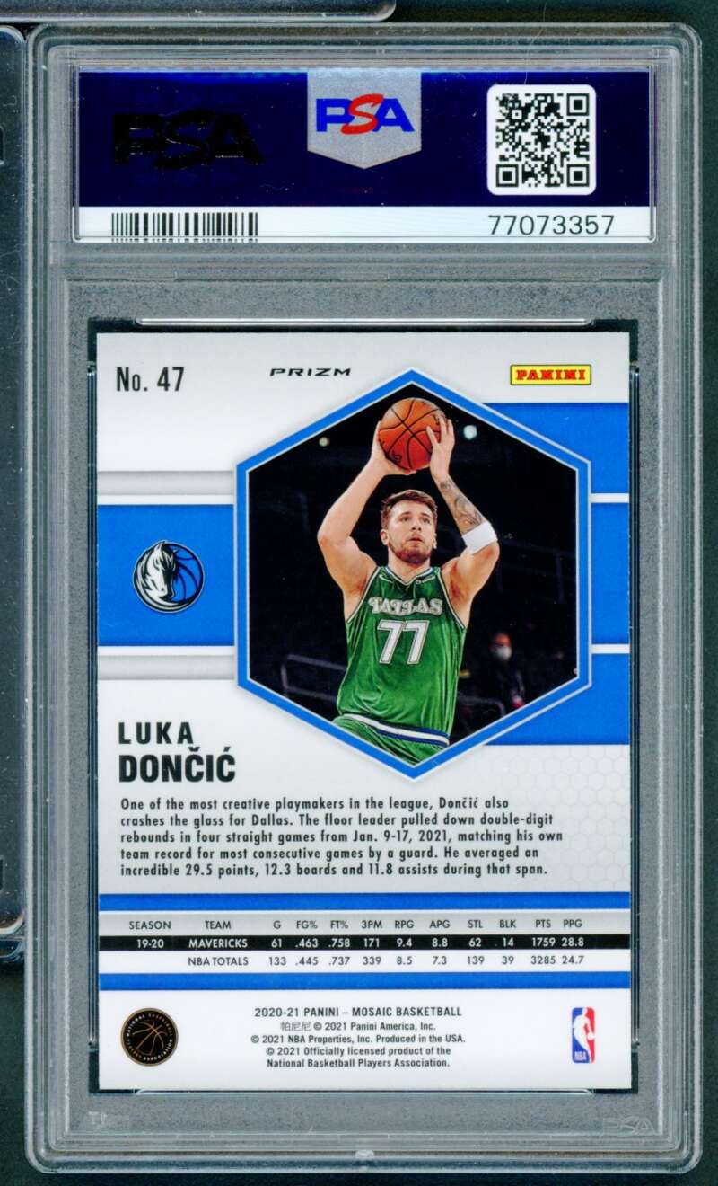 Luka Doncic Card 2020-21 Mosaic Reactive Orange #47 PSA 10 Image 2