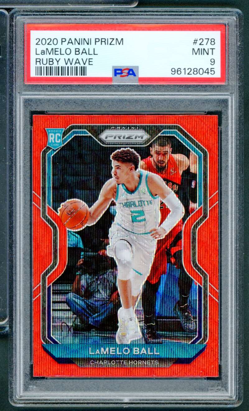LaMelo Ball Rookie Card 2020-21 Panini Prizm Ruby Wave #278 PSA 9 Image 1