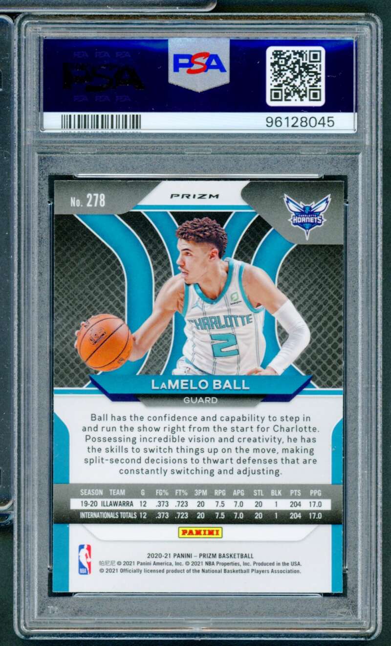LaMelo Ball Rookie Card 2020-21 Panini Prizm Ruby Wave #278 PSA 9 Image 2