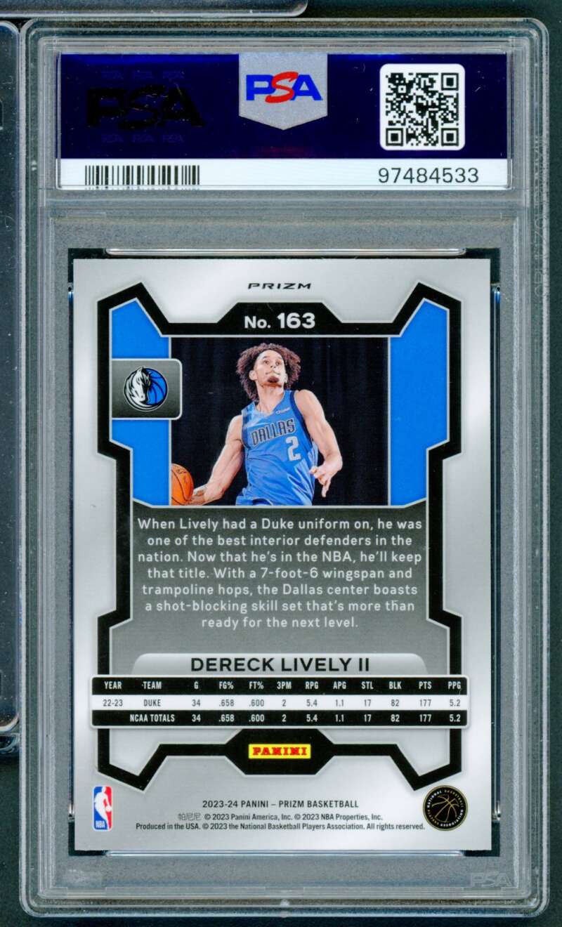 Dereck Lively II Rookie Card 2023-24 Prizm Pink Ice #163 PSA 9 Image 2