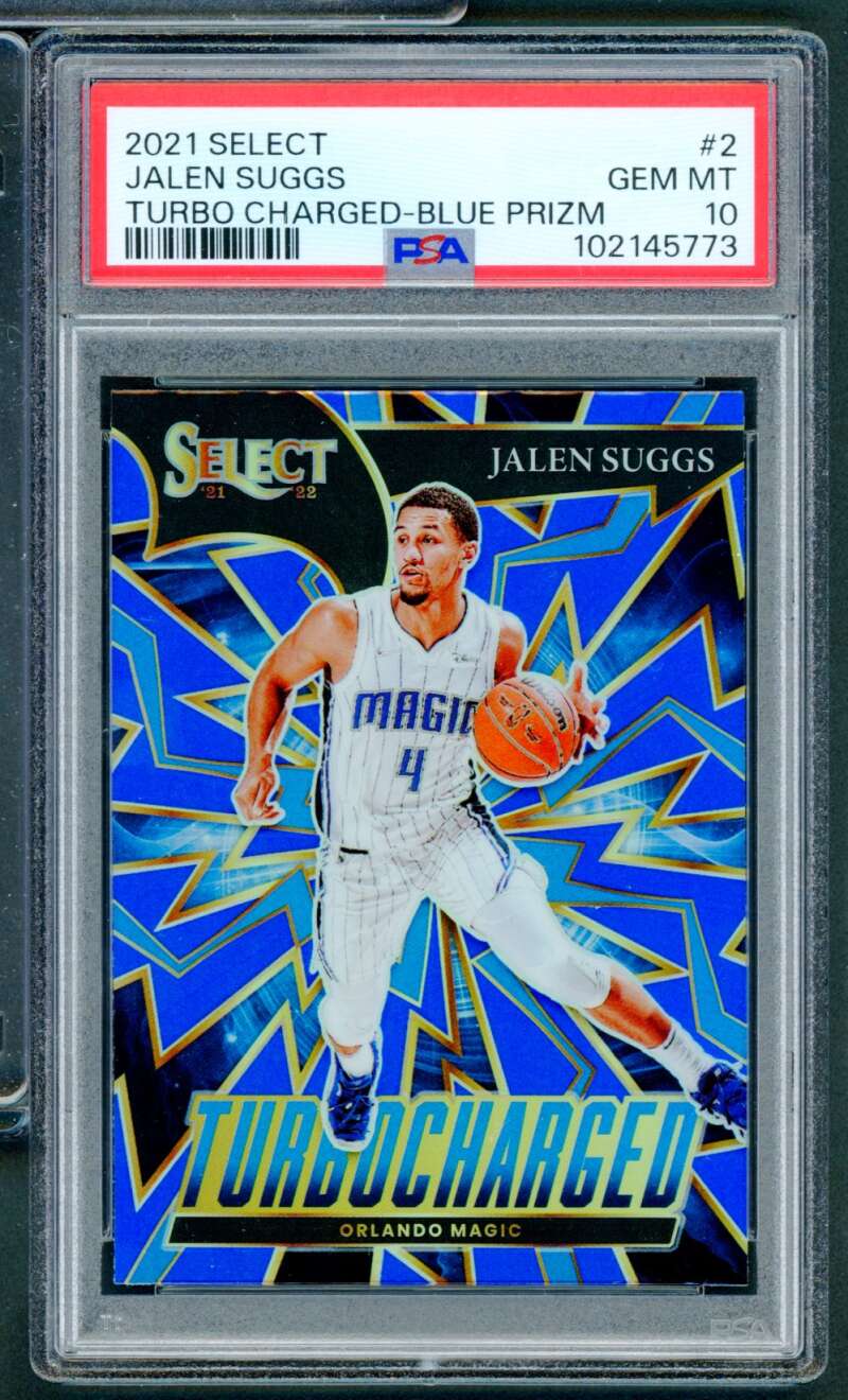Jalen Suggs Rookie 2021-22 Select Turbo Charged Blue Prizm (pop 1) #2 PSA 10 Image 1