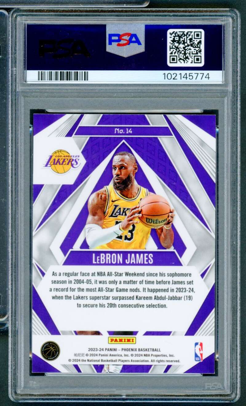 LeBron James Card 2023-24 Phoenix Paragon #14 PSA 9 Image 2