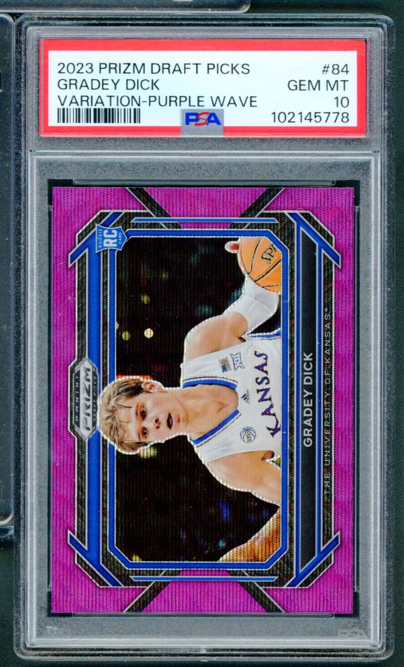 Gradey Dick Rookie 2023-24 Prizm Draft Picks Variation Purple Wave #84 PSA 10 Image 1
