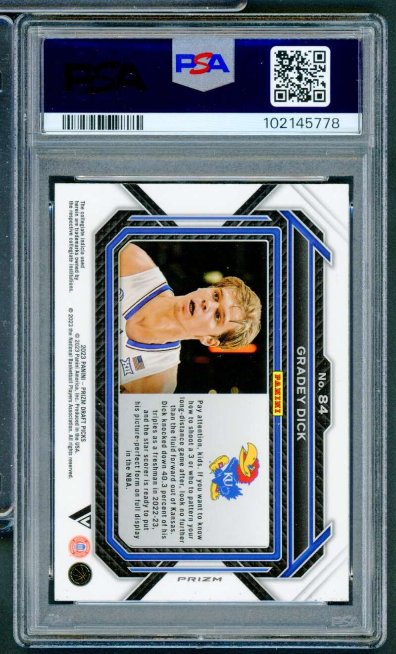 Gradey Dick Rookie 2023-24 Prizm Draft Picks Variation Purple Wave #84 PSA 10 Image 2