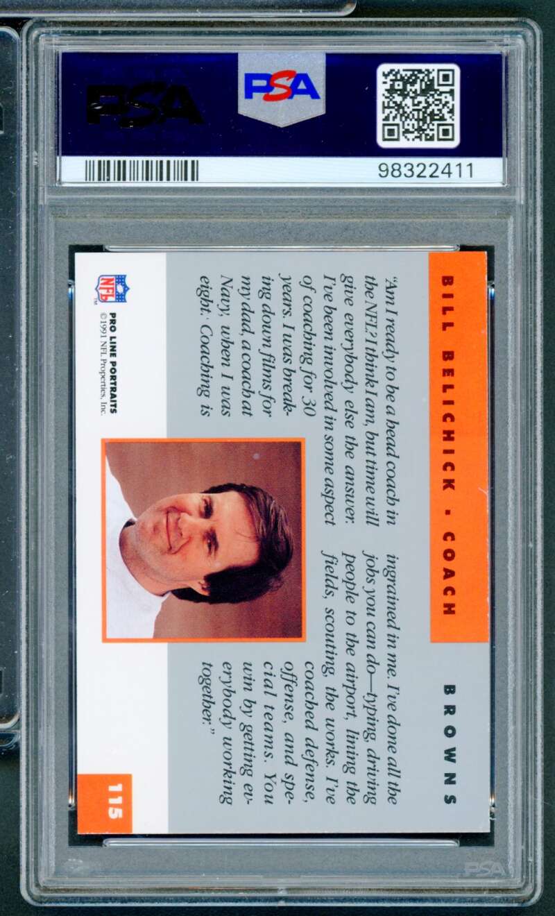 Bill Belichick Rookie Card 1991 Proline Portraits #115 PSA 9 Image 2