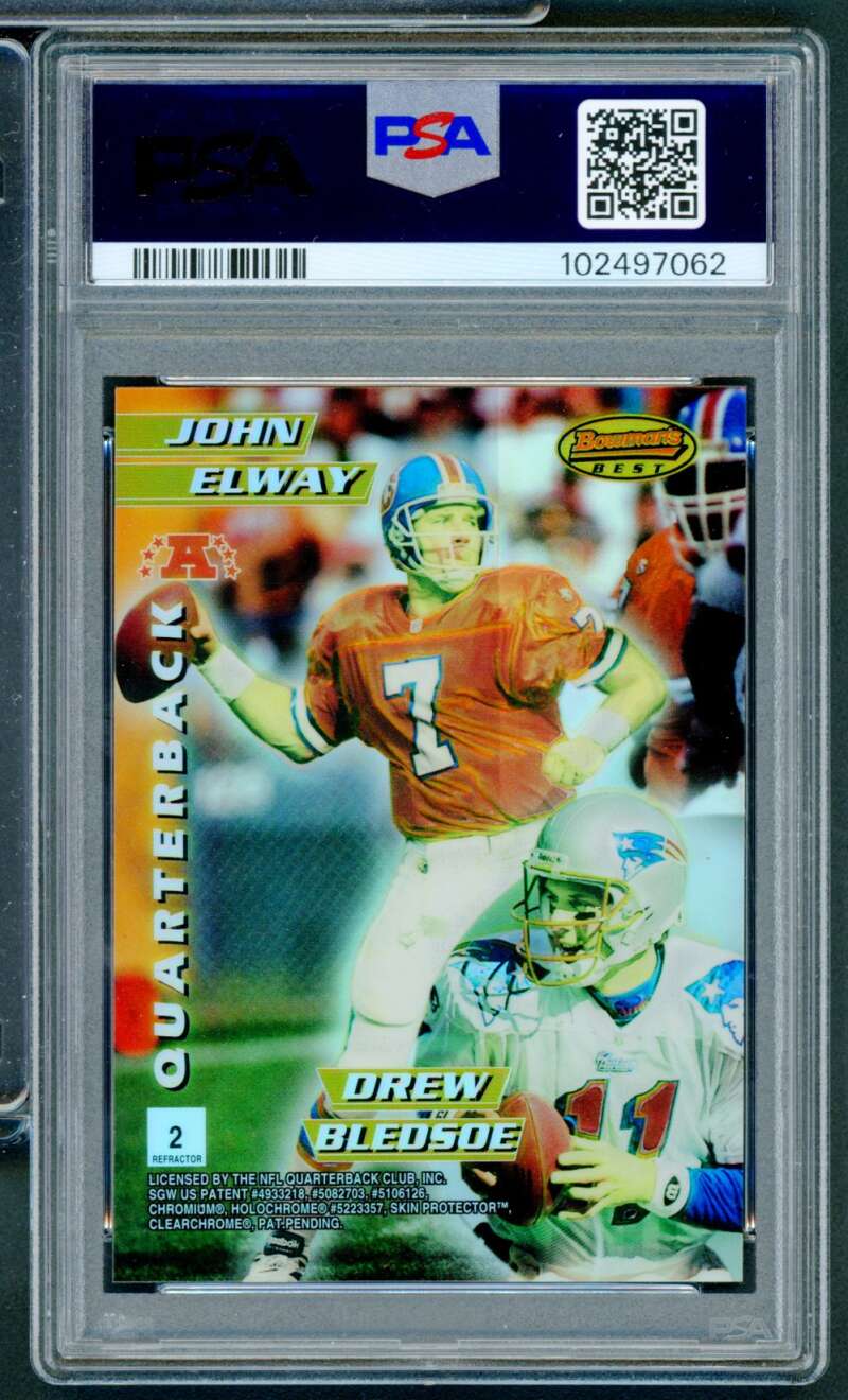 Brett Favre John Elway Card 1996-97 Bowman's Best M.I. Refractor #2 PSA 7 Image 2