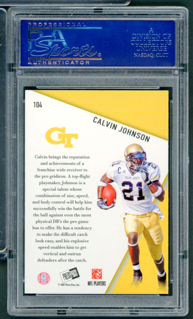 Calvin Johnson Rookie Card 2007 Press Pass Power Pick (pop 12) #104 PSA 10 Image 2
