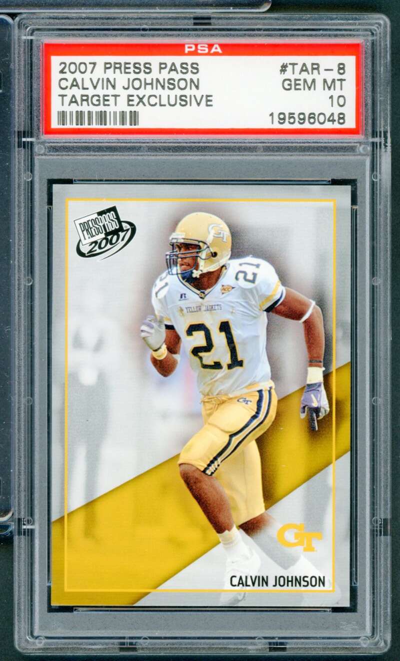 Calvin Johnson Rookie Card 2007 Press Pass Target Exclusive (pop 2) #Tar8 PSA 10 Image 1