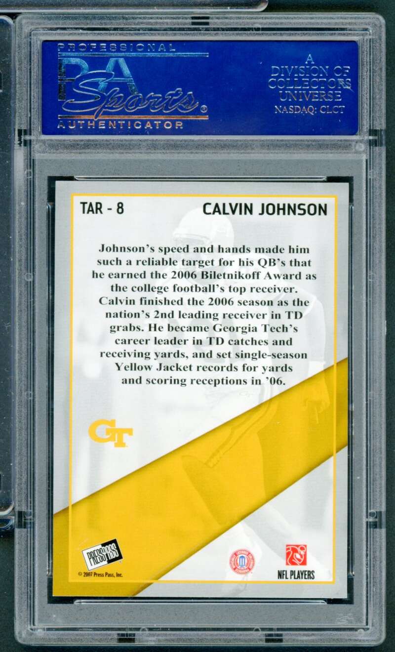 Calvin Johnson Rookie Card 2007 Press Pass Target Exclusive (pop 2) #Tar8 PSA 10 Image 2