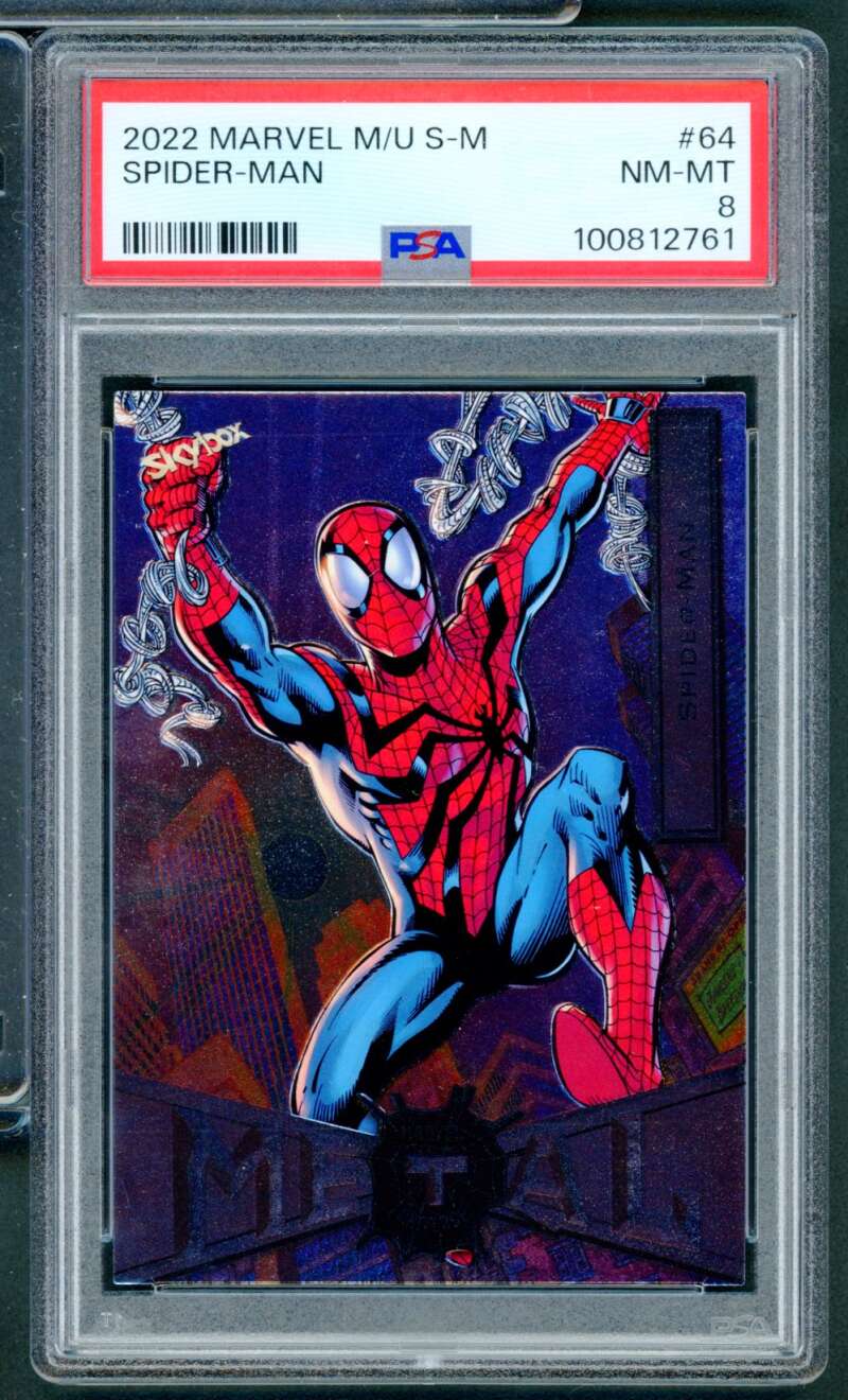 Spider-Man Card 2022 Marvel M/U S-M #64 PSA 8 Image 1