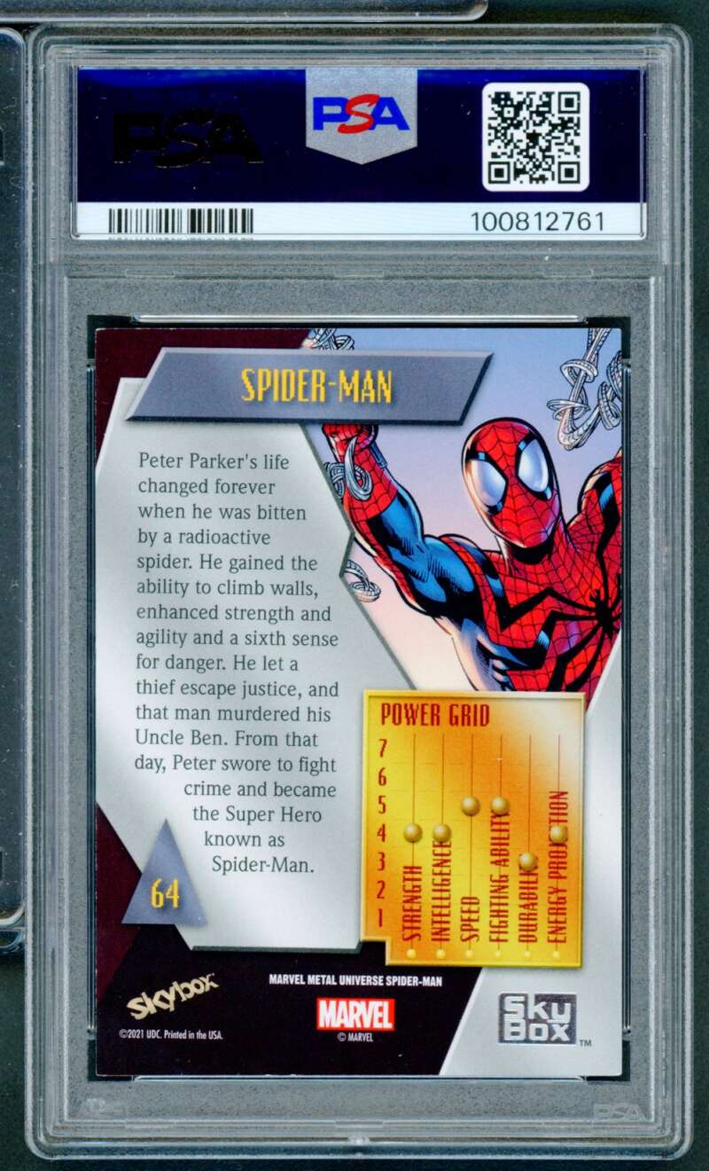 Spider-Man Card 2022 Marvel M/U S-M #64 PSA 8 Image 2