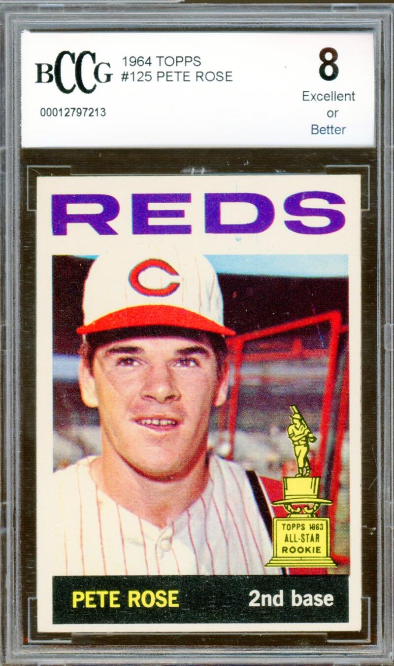 1964 Topps All Star Rookie #125 Pete Rose Card BCCG 8 Excellent+ Image 1