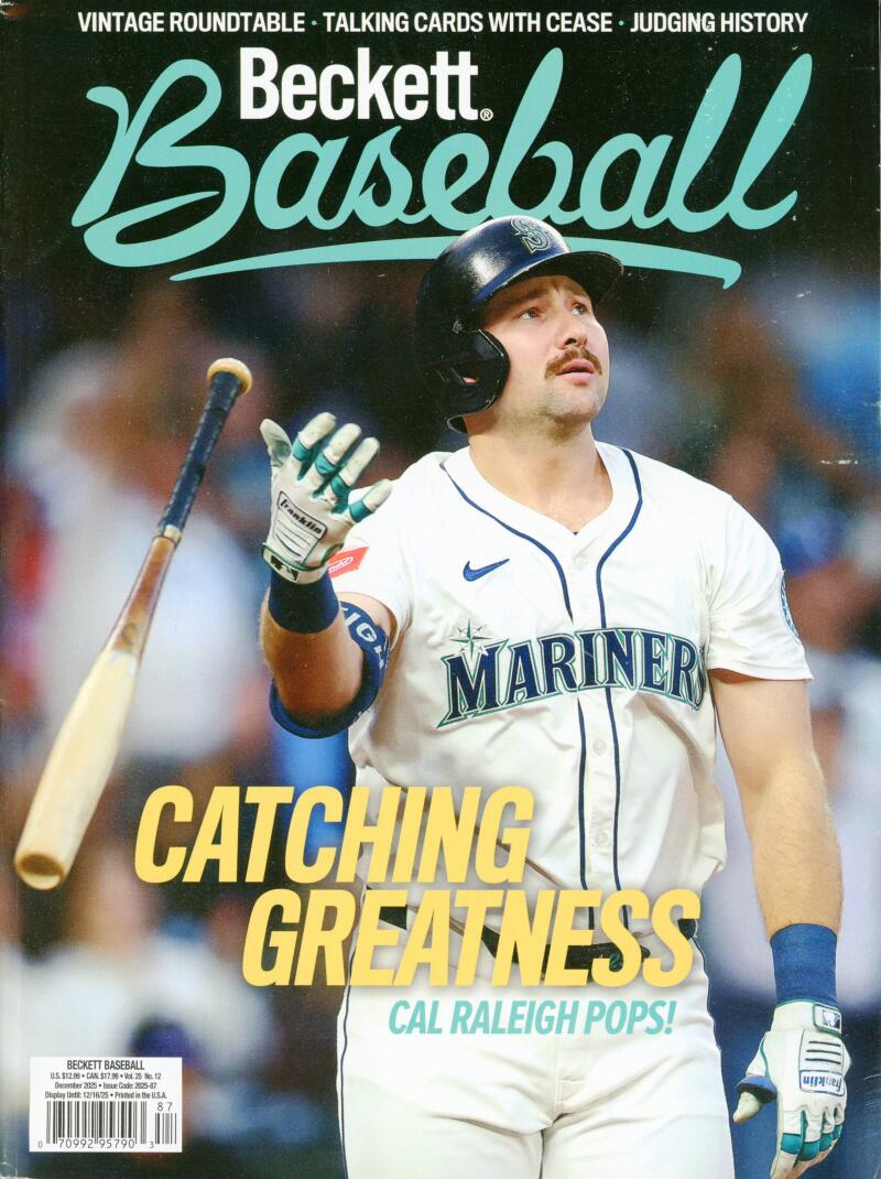 Current Beckett Baseball Monthly Price Guide Magazine December 2025 Catching Greatness Cal Raleigh Image 1