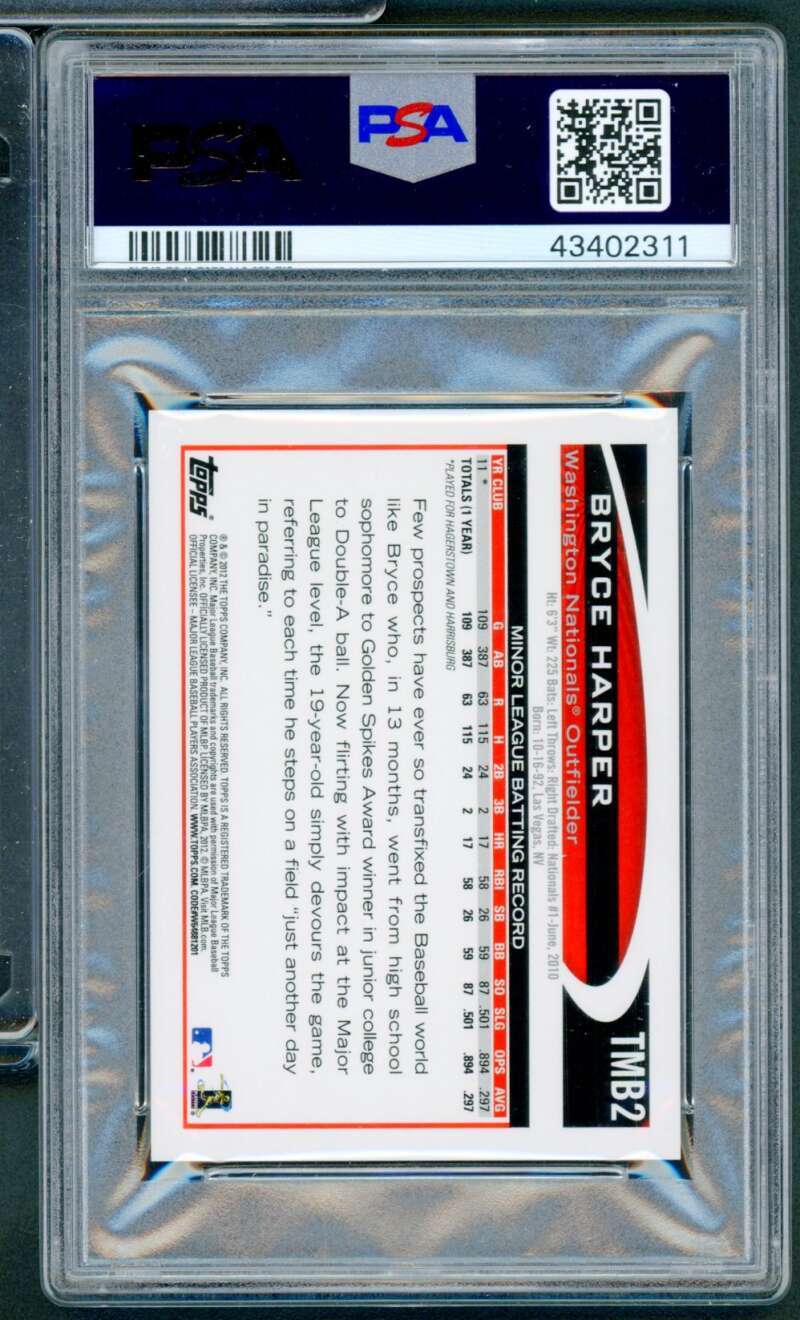 Bryce Harper Rookie Card 2012 Topps Mini 2012 National Promo #TMB2 PSA 10 Image 2