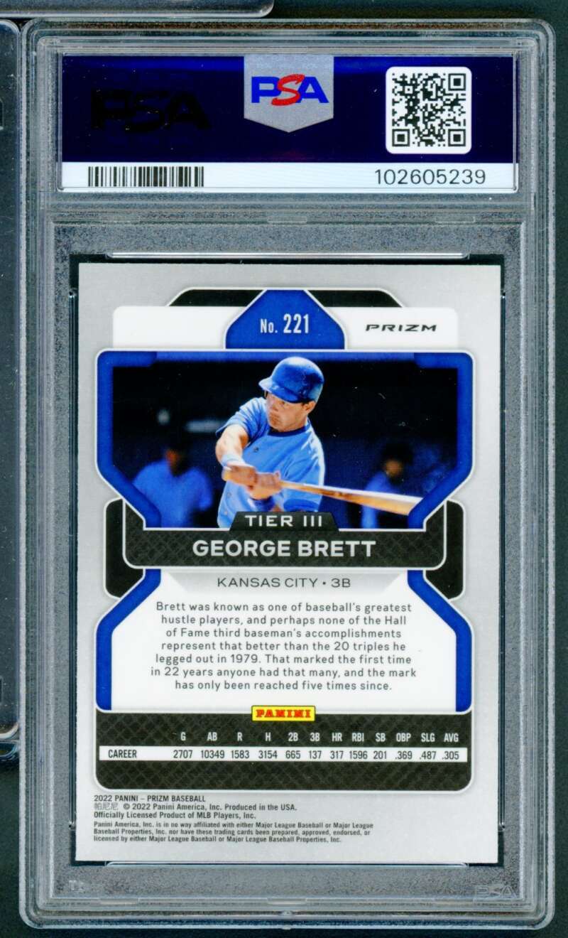 George Brett Card 2022 Prizm Silver Prizm (pop 1) #221 PSA 10 Image 2