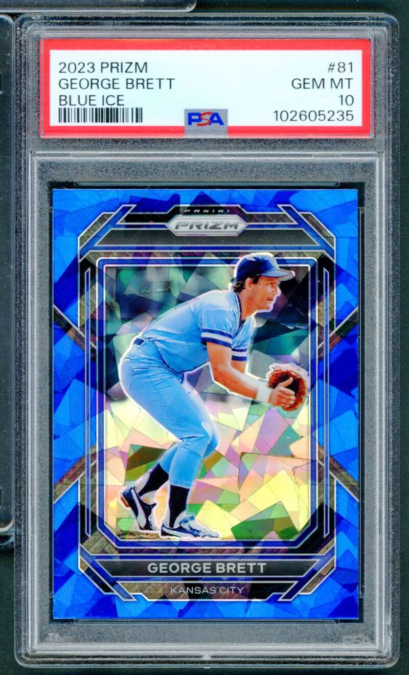 George Brett Card 2023 Prizm Blue Ice (pop 2) #81 PSA 10 Image 1