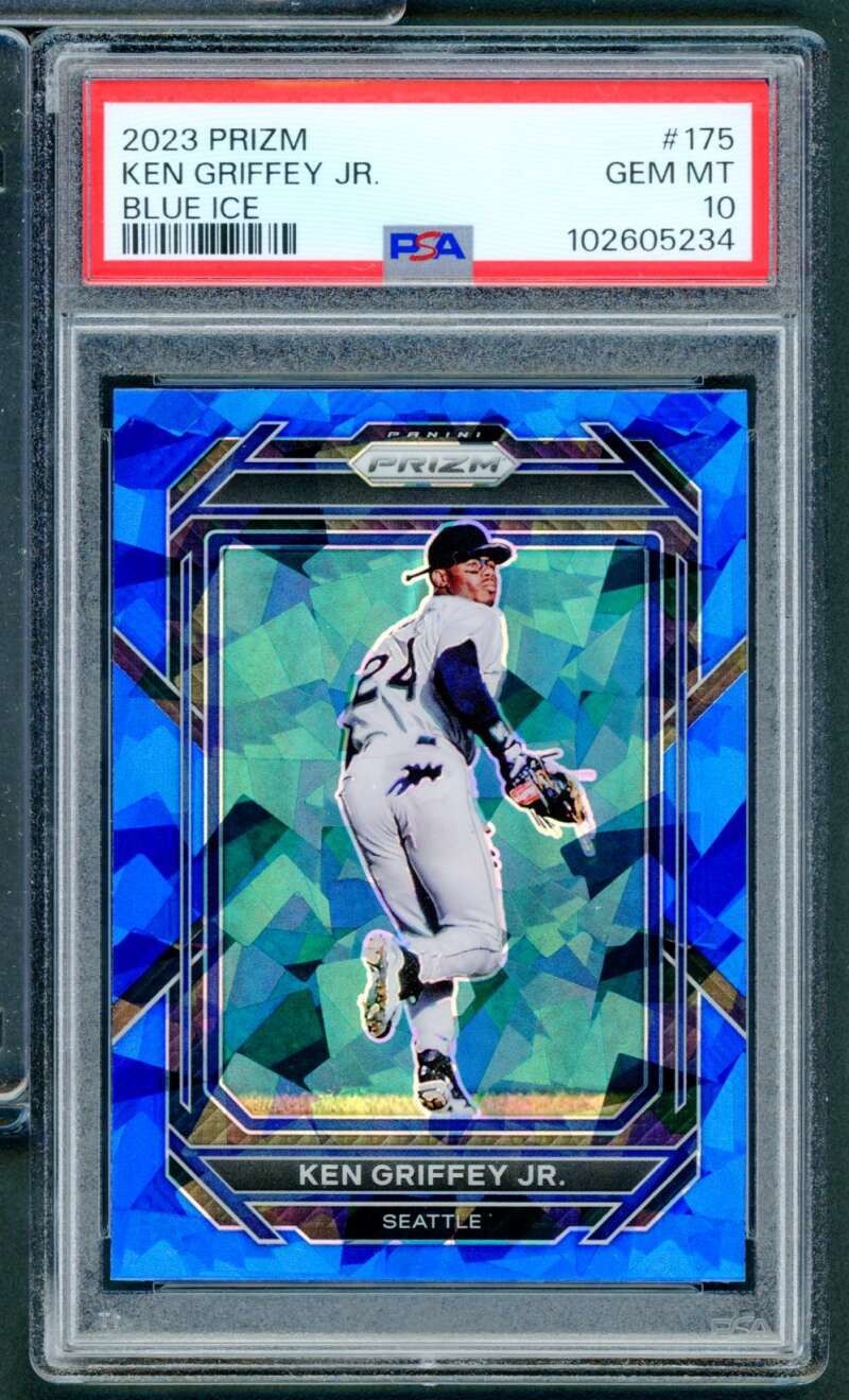 Ken Griffey Jr. Card 2023 Prizm Blue Ice #175 (pop 5) PSA 10 Image 1