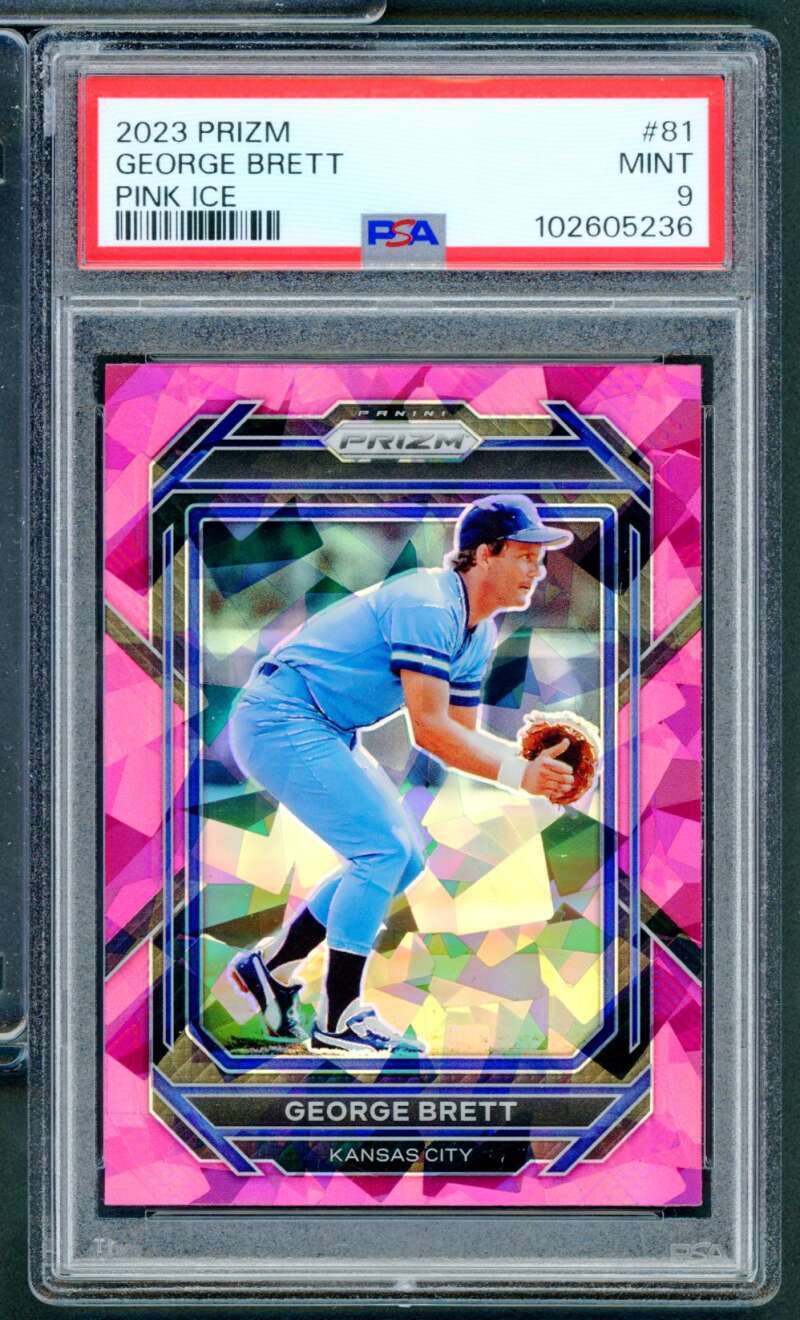 George Brett Card 2023 Prizm Pink Ice (pop 1) #81 PSA 9 Image 1