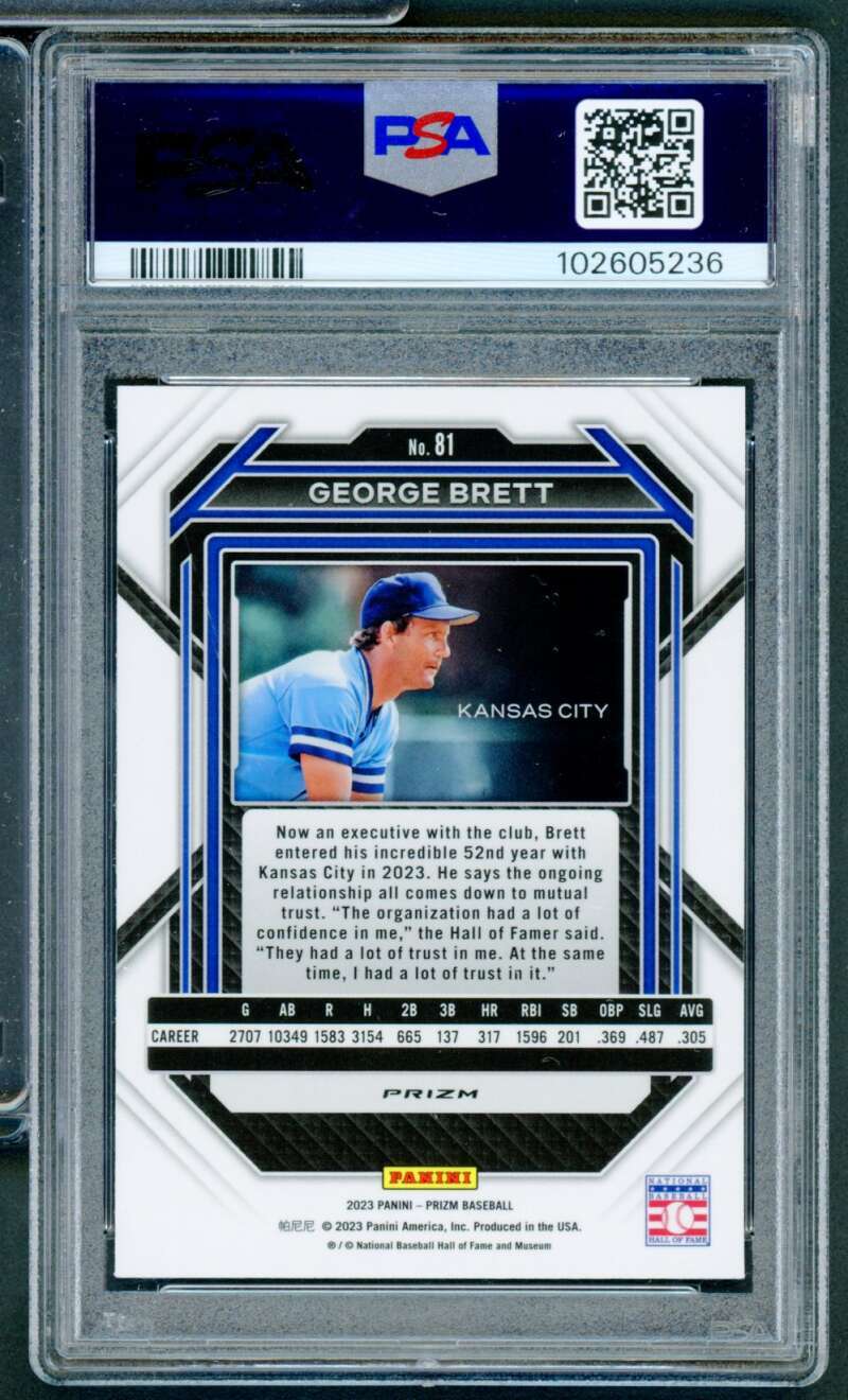 George Brett Card 2023 Prizm Pink Ice (pop 1) #81 PSA 9 Image 2