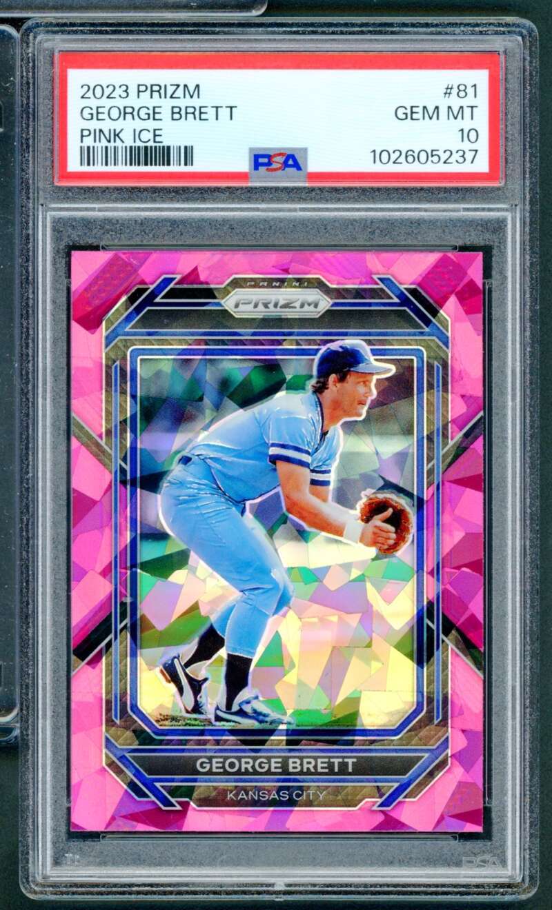 George Brett Card 2023 Prizm Pink Ice #81 PSA 10 Image 1