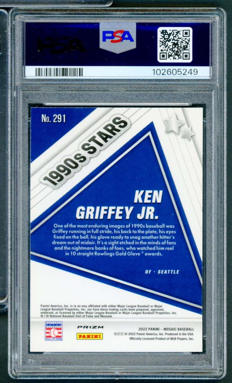 Ken Griffey Jr. Card 2022 Mosaic Gem Green Mosaic (pop 4) #291 PSA 10 Image 2