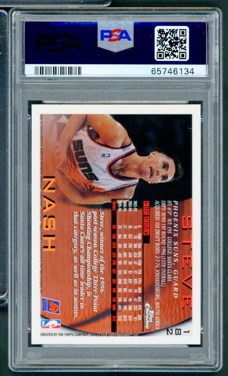 Steve Nash Rookie Card 1996-97 Topps Chrome #182 PSA 9 Image 2