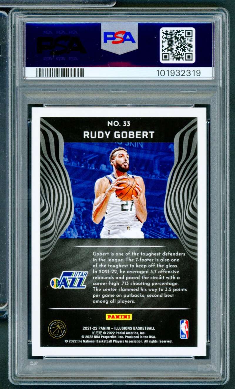 Rudy Gobert Card 2021-22 Illusions Trophy Collection Green (3/5) #33 PSA 9 Image 2