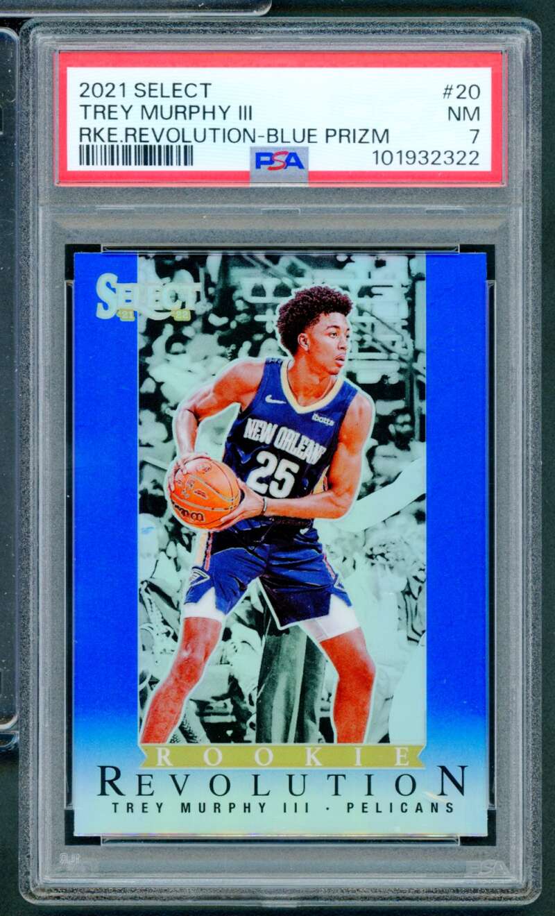 Trey Murphy Rookie Card 2021-22 Select Rookie Revolution Blue Prizm #20 PSA 7 Image 1