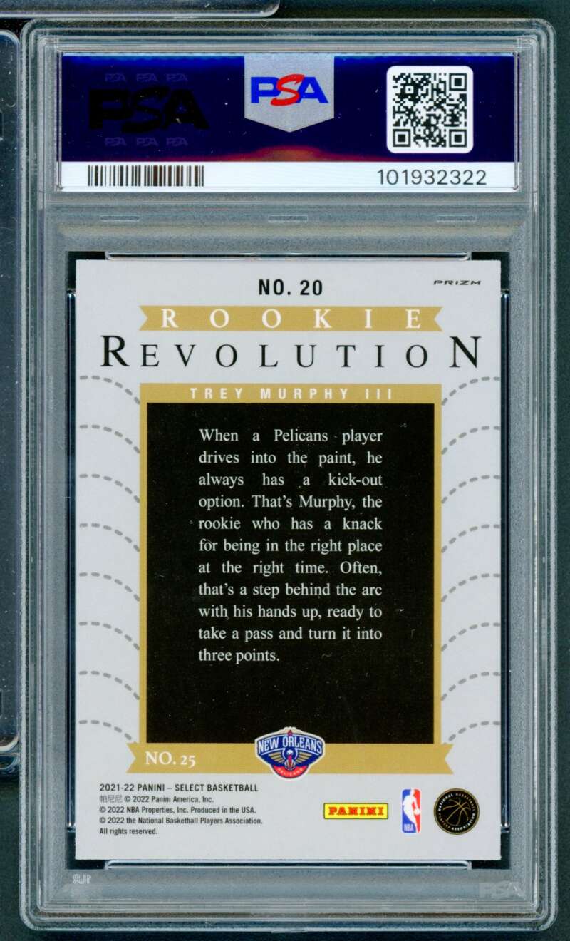 Trey Murphy Rookie Card 2021-22 Select Rookie Revolution Blue Prizm #20 PSA 7 Image 2