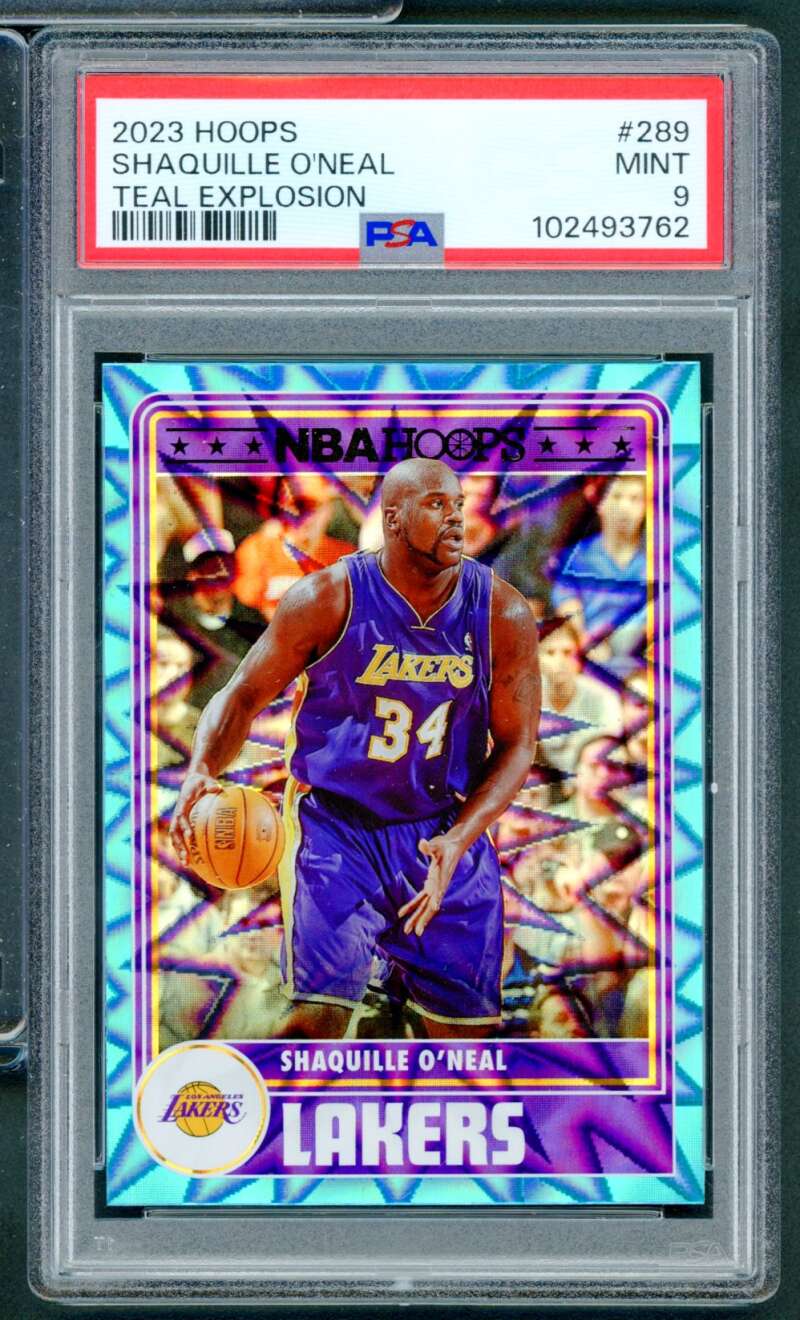 Shaquille O'Neal Card 2023-24 Hoops Teal Explosion #289 PSA 9 Image 1