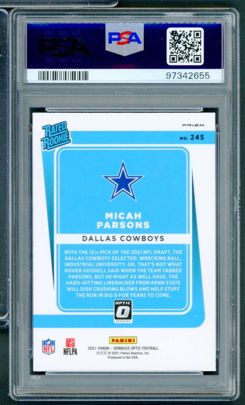 Micah Parsons Rookie Card 2021 Panini Donruss Optic Red Mojo #245 PSA 10 Image 2