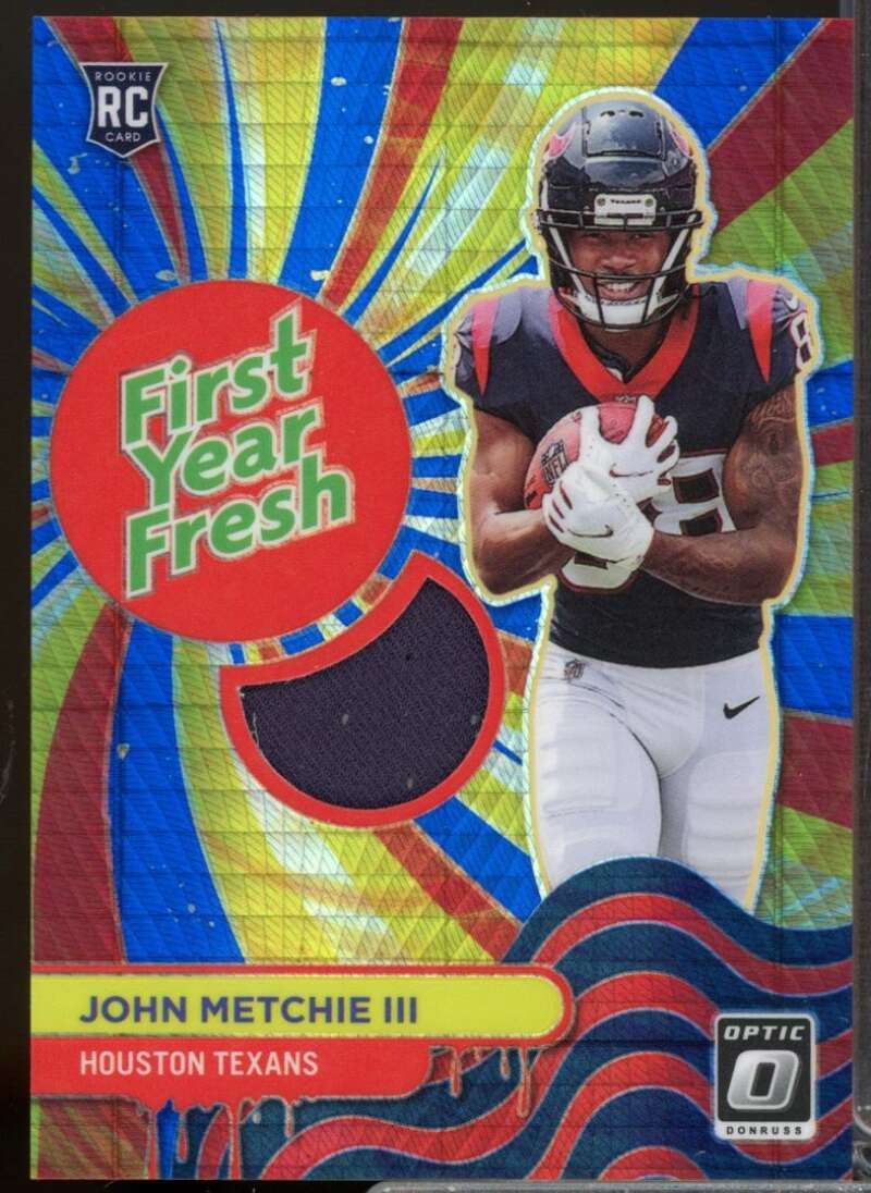 John Metchie III Card 2022 Optic First Year Fresh Rookie Jerseys Blue Hyper #17  Image 1
