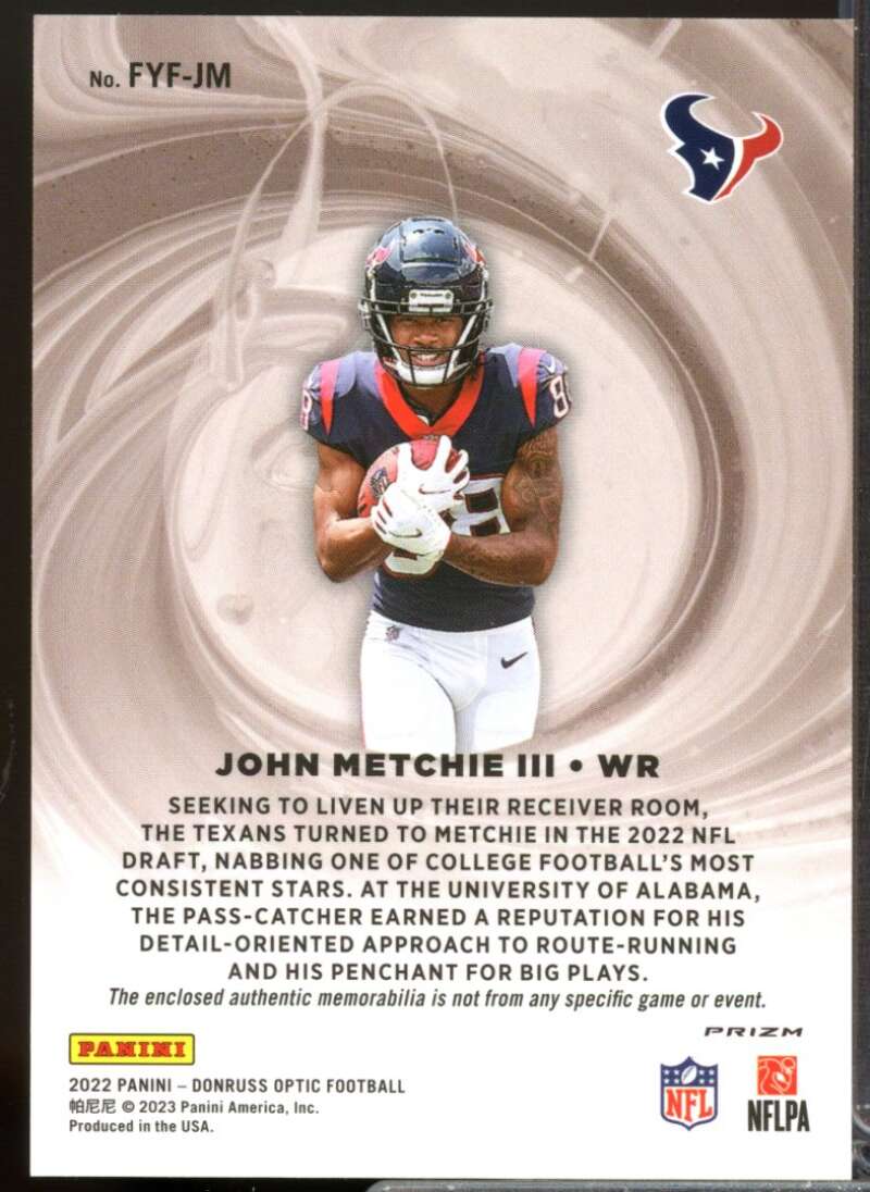 John Metchie III Card 2022 Optic First Year Fresh Rookie Jerseys Blue Hyper #17  Image 2