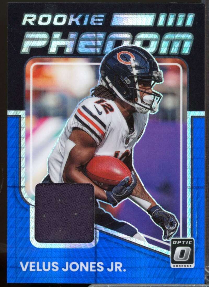 Velus Jones Jr. Card 2022 Donruss Optic Rookie Phenoms Jerseys Blue Hyper #30  Image 1