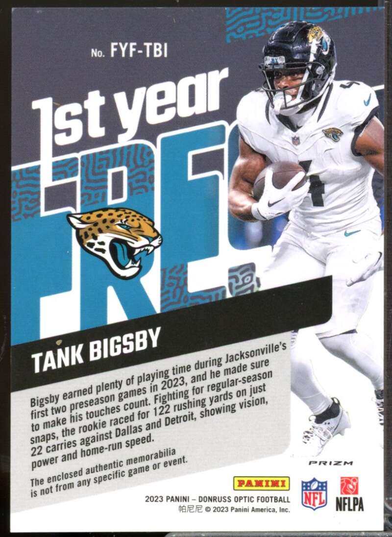 Tank Bigsby 2023 Donruss Optic First Year Fresh Rookie Jerseys Blue Hyper #36  Image 2