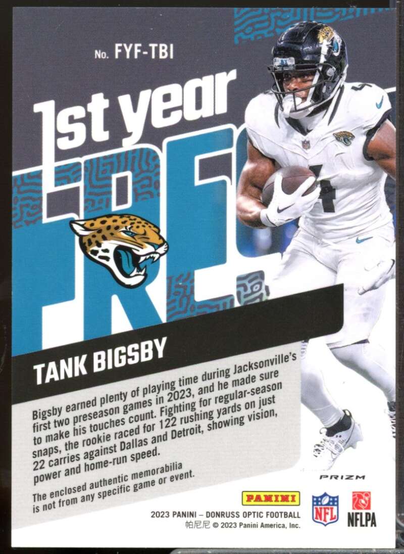Tank Bigsby 2023 Donruss Optic First Year Fresh Rookie Jerseys Blue Hyper #36  Image 2