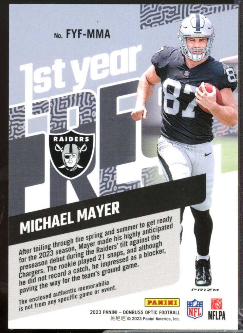 Michael Mayer 2023 Donruss Optic First Year Fresh Rookie Jerseys Blue Hyper #27  Image 2