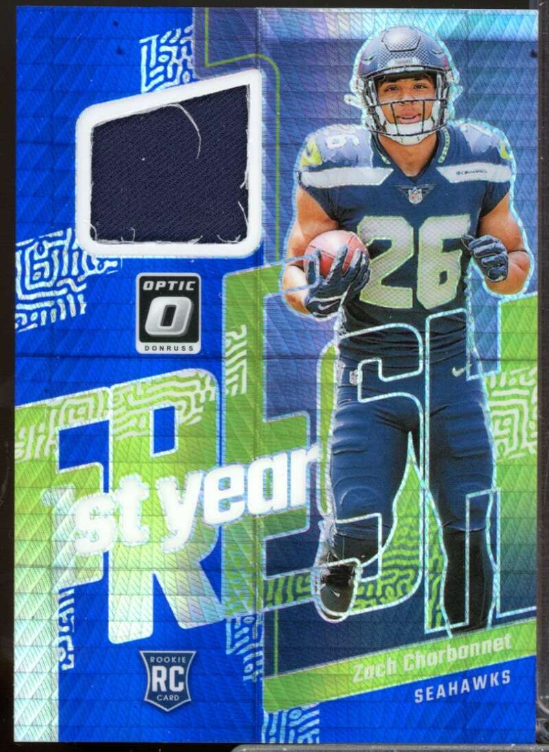 Zach Charbonnet 2023 Donruss Optic First Year Fresh Rookie JSY Blue Hyper #41  Image 1