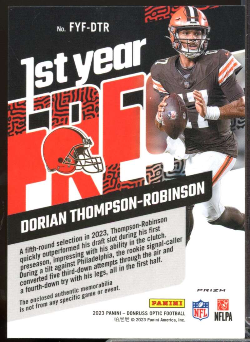 Dorian Thompson-Robinson 2023 Optic First Year Fresh Rookie JSY Blue Hype #12  Image 2
