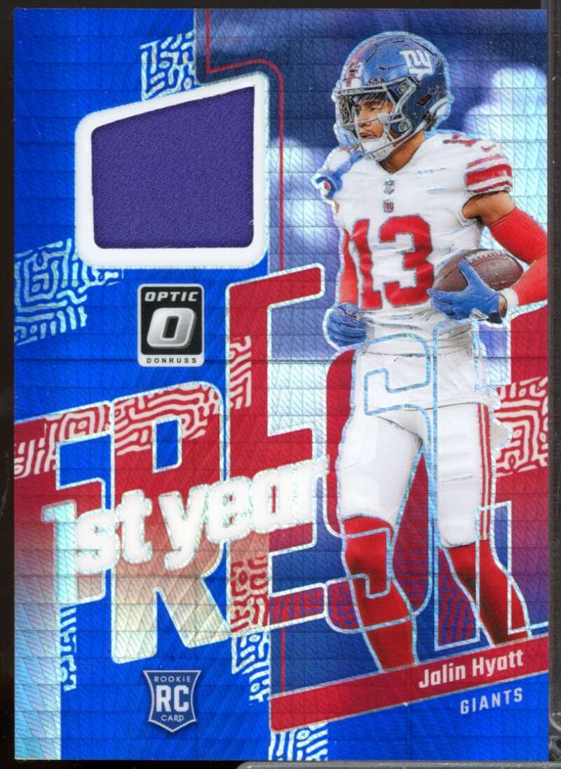 Jalin Hyatt 2023 Donruss Optic First Year Fresh Rookie Jerseys Blue Hyper #16  Image 1
