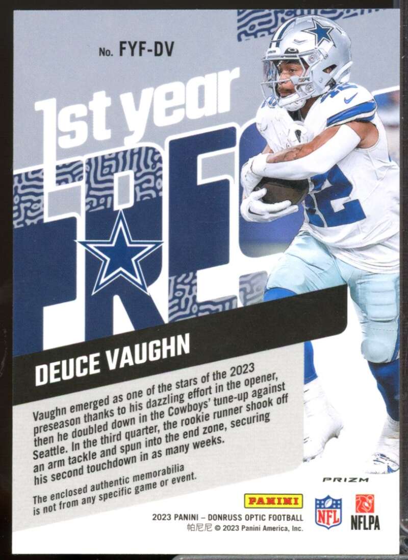 Deuce Vaughn 2023 Donruss Optic First Year Fresh Rookie Jerseys Blue Hyper #10  Image 2