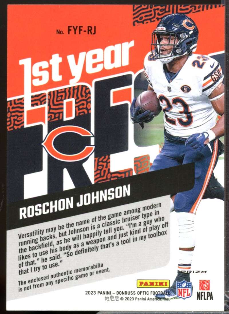 Roschon Johnson 2023 Donruss Optic First Year Fresh Rookie JSY Blue Hyper #32  Image 2