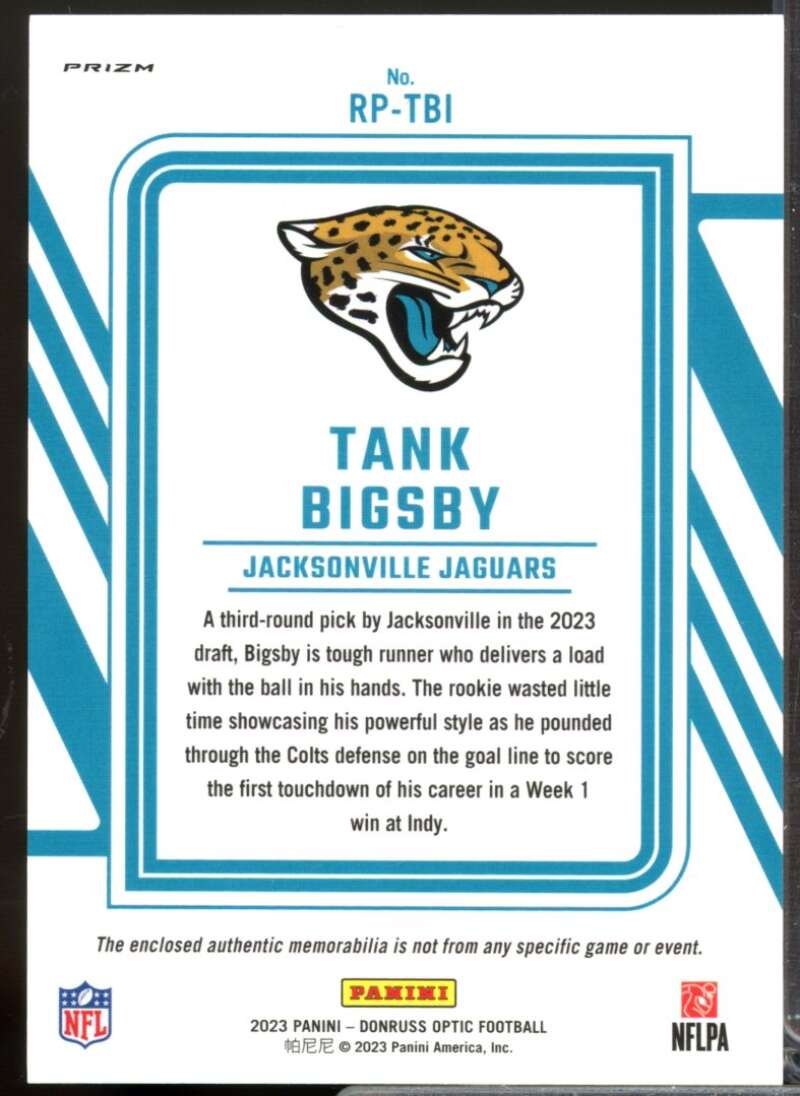 Tank Bigsby Card 2023 Donruss Optic Rookie Phenoms Jerseys Blue Hyper #36  Image 2